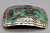 vintage chip inlay belt by Gibson Gene, turquoise, coral, bird theme, sterling silver