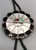 Rose Tekala Zuni sunface inlay bolo and belt buckle, turquoise, coral, mother of pearl, onyx, sterling silver, black braided leather cord