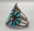 vintage Navajo turquoise cluster bracelet, petit point turquoise cabochons, sterling silver, three wire terminal band