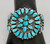 vintage Navajo turquoise cluster bracelet, petit point turquoise cabochons, sterling silver, three wire terminal band
