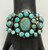 natural turquoise cluster bracelet, old, natural turquoise with three stones wrapped in twisted wire