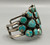 natural turquoise cluster bracelet, old, natural turquoise with three stones wrapped in twisted wire