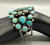natural turquoise cluster bracelet, old, natural turquoise with three stones wrapped in twisted wire