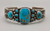 heavy handmade vintage bracelet, turquoise cabochon, Morenci mine in Arizona, unusual matrix of irregular quartz and pyrite
