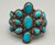 Bisbee turquoise cluster bracelet, sterling silver, turquoise cabochons in handmade bezels, twisted wire, and sterling silver dots, three wire terminal