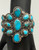 Bisbee turquoise cluster bracelet, sterling silver, turquoise cabochons in handmade bezels, twisted wire, and sterling silver dots, three wire terminal
