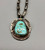 vintage turquoise and sterling silver necklace, beautiful webbed turquoise cabochon, leaf applique, hand stamped designs