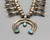 1950s sterling silver and turquoise squash blossom necklace, classic naja pendant, turquoise cabochon, foxtail wire, handmade beads