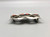 sterling silver and coral belt buckle, four coral cabochons, darkened silver background, smooth and polished silver, sandcast style design