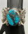 custom handmade ingot bracelet by Ernie E. Lister, large Morenci turquoise cabochon, handmade sawtooth bezel