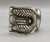 custom handmade ingot bracelet by Ernie E. Lister, large Morenci turquoise cabochon, handmade sawtooth bezel