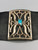 circa 1950-1960s sterling silver and turquoise Ketoh, singular turquoise cabochon, fine piece of black leather (bow guard)