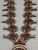 coral cluster squash blossom necklace, large naja with a small cluster of coral cabochons, accents of twisted wire and dots