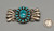 turquoise and sterling silver brooch by the Navajo artist, Mike Platero, 15 stunning turquoise cabochons, small, hand stamped designs