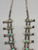vintage box bow squash blossom necklace, 13 turquoise cabochons that are all accented with hand stamped designs, foxtail wire