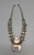 vintage Zuni style squash blossom style necklace, stunning naja with round, "snake-eye" turquoise cabochons, background of darkened silver