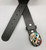 multi-stone inlay belt buckle, onyx, mother of pearl, turquoise, coral, filework