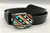 multi-stone inlay belt buckle, onyx, mother of pearl, turquoise, coral, filework