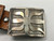 sterling silver overlay belt buckle, cornstalk overlay design, brushed silver, stippling