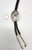 sterling silver Hopi overlay bolo tie by Mitchell Sockyma, great black braided leather cord and includes custom sterling silver tips