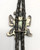 Knifewing theme inlay bolo tie, mother of pearl, onyx, turquoise, and coral, black leather cord with sterling silver tips