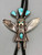 sterling silver and turquoise eagle dancer bolo tie, heavily accented with beautiful silverwork and hand stamped designs