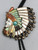 chief inlay bolo tie, turquoise, mother of pearl, onyx, and spiny oyster, silver dots and small loops of silver