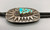turquoise and sterling silver bolo tie, remarkable silverwork, braided black leather cord