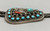 turquoise and coral bolo tie by award winning Navajo artist, Alfred Joe, turquoise cabochons, coral, handmade sawtooth bezels