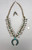 vintage Box Bow Style squash blossom necklace with earrings, Cowboys & Indians Magazine, four petal blossoms, handmade beads