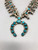 vintage Box Bow Style squash blossom necklace with earrings, Cowboys & Indians Magazine, four petal blossoms, handmade beads