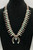 1930s-1940s box bow squash blossom necklace, turquoise cabochon, four petal blossoms, dainty, handmade beads