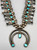 1930s-1940s box bow squash blossom necklace, turquoise cabochon, four petal blossoms, dainty, handmade beads