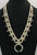 1960s "snake-eye" turquoise squash blossom necklace, sawtooth bezels, handmade beads, link chain