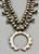 1960s "snake-eye" turquoise squash blossom necklace, sawtooth bezels, handmade beads, link chain