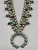 1960s "snake-eye" turquoise squash blossom necklace, sawtooth bezels, handmade beads, link chain