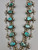 1960s sandcast fleur-de-lis style squash blossom necklace, sandcast naja, turquoise cabochons, handmade beads, coated wire