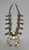 1970s turquoise and sterling silver squash blossom necklace, leaf applique, silver dots, twisted wire, handmade beads