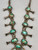 1970s turquoise and sterling silver squash blossom necklace, leaf applique, silver dots, twisted wire, handmade beads