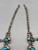turquoise and sterling silver squash blossom necklace, leaf applique, loops, dots of silver, twisted wire, foxtail wire