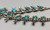 turquoise and sterling silver squash blossom necklace, leaf applique, loops, dots of silver, twisted wire, foxtail wire