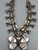 turquoise and sterling silver squash blossom necklace, leaf applique, loops, dots of silver, twisted wire, foxtail wire