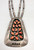 vintage coral cluster necklace, sawtooth bezels set in a shadowbox style display, straight lines, silver dots, triangular cut-outs