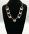 vintage butterfly inlay necklace, inlay of turquoise, coral, mother of pearl, onyx, link chain