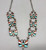 vintage butterfly inlay necklace, inlay of turquoise, coral, mother of pearl, onyx, link chain