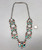 vintage butterfly inlay necklace, inlay of turquoise, coral, mother of pearl, onyx, link chain