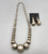 statement piece sterling silver, stamped bead necklace with earrings, graduated sterling silver beads, handmade, link chain