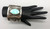 sterling silver Hopi overlay bracelet with turquoise, Kokopelli overlay designs, darkened silver background