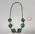 vintage Zuni turquoise cluster necklace, handmade sawtooth bezels, varies in color, link chain