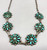 vintage Zuni turquoise cluster necklace, handmade sawtooth bezels, varies in color, link chain